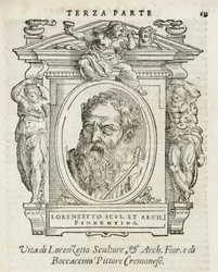 Milán, Biblioteca Braidense, Vite de piv excellent, Giorgio Vasari 1568, Lorenzo Lotti llamado Il Lorenzetto