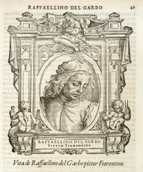 Milán, Biblioteca Braidense, Vite de piv excellent, Giorgio Vasari 1568, Raffaellino del Garbo