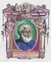 Retrato de Andrea Pisano (1290-1349) escultor y arquitecto italiano. Grabado del tratado “Vidas de los más excelentes pintores, escultores y arquitectos” (Le Vite de