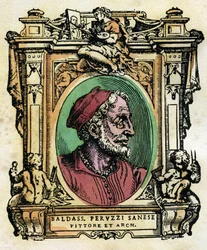 Retrato de Baldassarre Peruzzi, arquitecto y pintor sienés. Grabado de Las Vidas por Giorgio Vasari