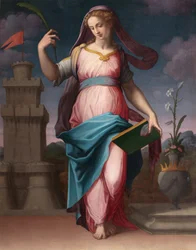 Santa Bárbara (Santa Bárbara) - Pintura de Giorgio Vasari (1511-1574), óleo sobre lienzo