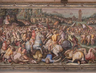 La derrota de los pisanos en la torre de San Vincenzo, del Salone dei Cinquecento, 1569