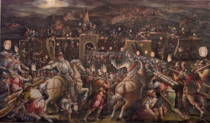 El asalto a la fortaleza cerca de Porta Camollia en Siena, 1570