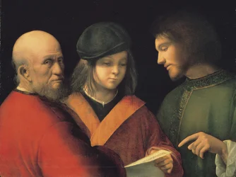 Las tres edades del hombre leyendo una canción, hacia 1501