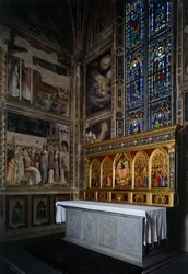 Capilla Baroncelli, políptico Baroncelli sobre el altar, ca 1328