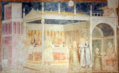 Italia, Florencia, Basílica de Santa Croce, Capilla Peruzzi, Banquete de Herodes (detalle)
