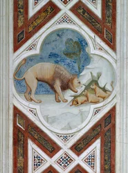 Azulejo pintado, símbolo de la resurrección de Jesucristo (detalle)