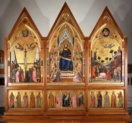 El tríptico de Stefaneschi, frente, circa 1320, por Giotto, temple sobre tabla