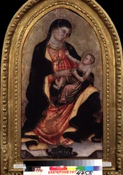 ""Virgen y niño"" (Virgen y niño). Pintura de Giotto di Bondone (1267-1337). Moquillo sobre madera. Museo Nacional de Bellas Artes, Ekaterimburgo (o Ekaterimburgo). Rusia