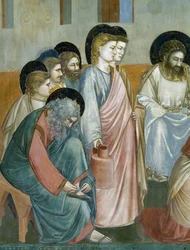 Lavado de pies, detalle de Vida y Pasión de Cristo, por Giotto