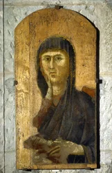 Virgen. Retrato de la Virgen sobre fondo dorado. Pintura de Giotto di Bondone (1267 -1337), hacia 1290. Temple sobre madera. Tamaño: 81,5 x 41 cm. Borgo San Lorenzo, Pieve.
1610