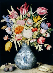 Jarrón de porcelana china con flores