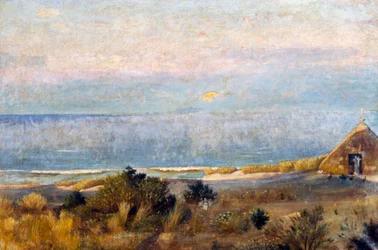 Puesta de la luna en el mar Mediterráneo