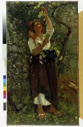 La poda de las viñas cuadro de Giovanni Costa (1833-1902) Mención obligatoria: Colección Fondation Regards de Provence, Marsella
