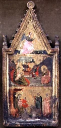 El ángel de la Anunciación; La Natividad y la Anunciación a los pastores; La Adoración de los Magos (ala izquierda de un díptico)