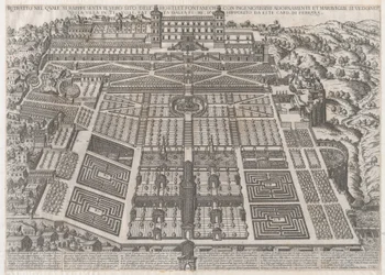 Speculum Romanae Magnificentiae: Palacio y jardines de Tívoli, 1581