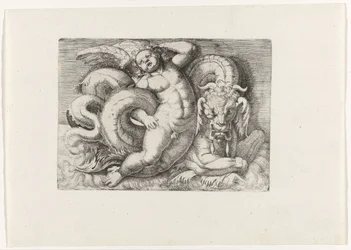 Putto cabalgando sobre un monstruo marino