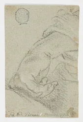 Dibujo, Estudio: Una mano izquierda en posición inclinada, hacia 1650