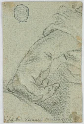 Dibujo, Estudio: Una mano izquierda en posición inclinada, hacia 1650