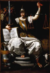 Alegoría de la Justicia como una Mujer Sosteniendo una Espada y una Balanza