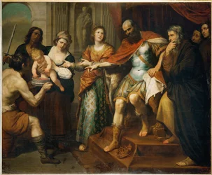 Moisés y la corona del faraón (pintura sobre lienzo)
