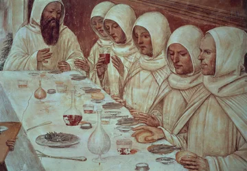 San Benito habiendo obtenido suficiente harina y alimentado a los monjes (detalle)