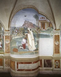 El monje Romano da a Benito el hábito de ermitaño