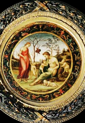 Venus terrestre con Eros y Venus celeste con Anteros y dos cupidos ...