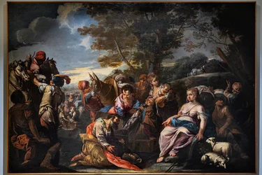 Labán busca los ídolos escondidos por Raquel, principios del siglo XVIII (óleo sobre lienzo)