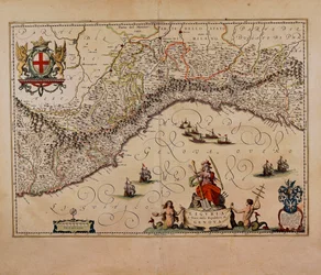Mapa de la región de Liguria, por Giovanni Antonio Magini