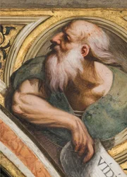 Nave central, tercer tramo sur, IL Pordenone 1520, Busto con profeta, (detalle)