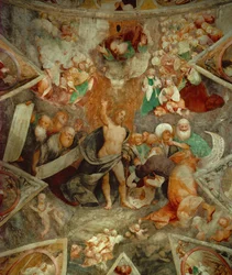 Cristo Juez recibe a San Pedro en el cielo