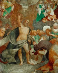 Cristo Juez recibe a San Pedro en el cielo