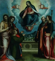 La Virgen del Cinturón Sagrado con SS. Tomás, Juan el Bautista, Luis, Juan Gualberto y José