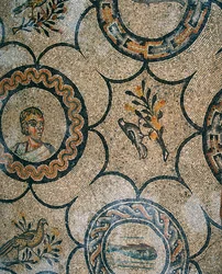 Detalle del piso de la Basílica Cristiana Primitiva de Aquileia, Udine