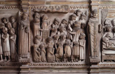 El milagro de la nube Escultura de mármol blanco, 1336-1339, por Giovanni di Balduccio