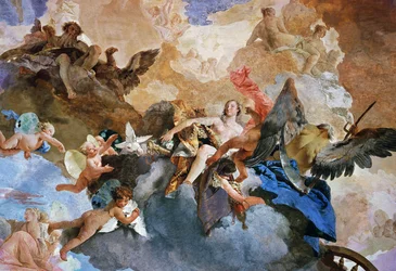 Rapto de Venus por Cronos, detalle del Ciclo del carro del Sol, fresco de Giambattista Tiepolo (1696-1770), Galería de Tapices, Palazzo Clerici, Milán, Lombardía, Italia