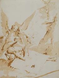 La muerte de San Onófrio (tiza, pluma, tinta y aguada)