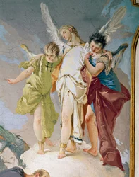 Abraham y los ángeles, por Giovanni Battista Tiepolo (1696-1770), fresco, (detalle), Palacio Patriarcal, Sala de Huéspedes, Udine
