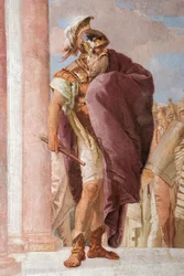 Detalle de Agamenón, de Minerva impidiendo a Aquiles matar a Agamenón, de la Sala de la Ilíada en la Palazzina