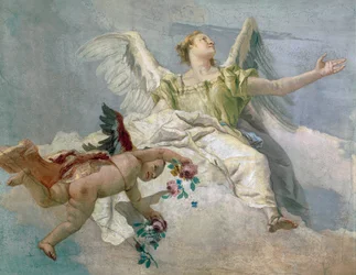 Gloria de los Ángeles, fresco, detalle, Oratorio de la Pureza, Udine