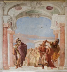 Minerva impidiendo que Aquiles mate a Agamenón, de la Sala de la Ilíada en la Palazzina