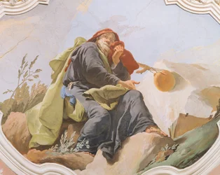 El profeta Isaías, fresco, techo de la Sala Roja, Palacio Arzobispal en Udine