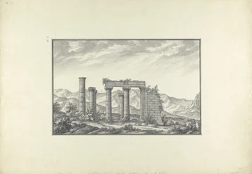 Vista de las ruinas de un templo jónico en Sardis, probablemente el Templo de Neptuno, c.1750