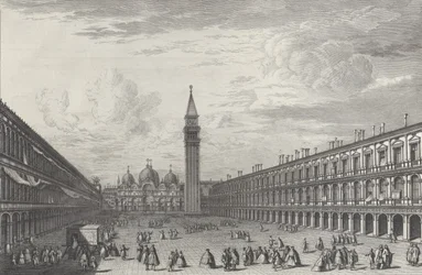 Piazza San Marco mirando hacia la Basílica y el Campanile, 1763