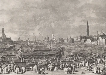 Placa 5: El Dogo en el Bucintoro partiendo hacia el Porto di Lido en el Día de la Ascensión, ca. 1766