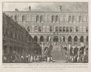 El Dogo coronado en la Scala dei Giganti del Palacio Ducal