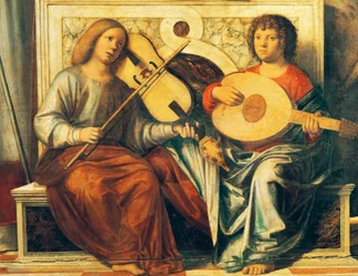 Querubines tocando instrumentos musicales