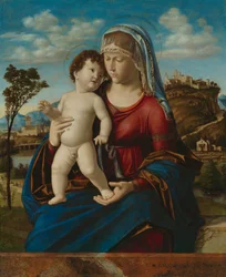 Madonna y el niño en un paisaje