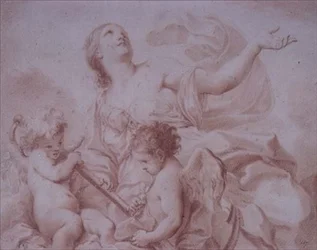 Figura de la esperanza, con dos cupidos alados sosteniendo un ancla
